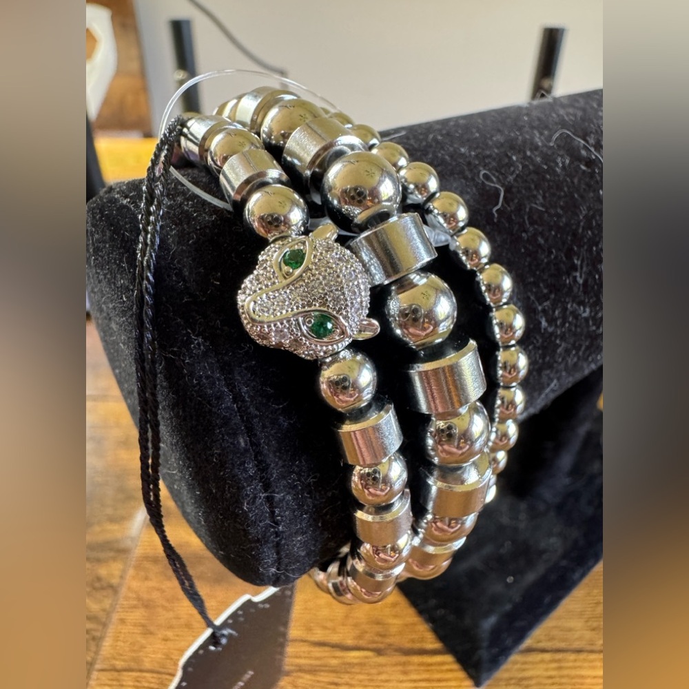 EYE CANDY LOS ANGELES PREMIUM 3 PIECE TITANIUM CUBIC ZIRCONIA BRACELET $112